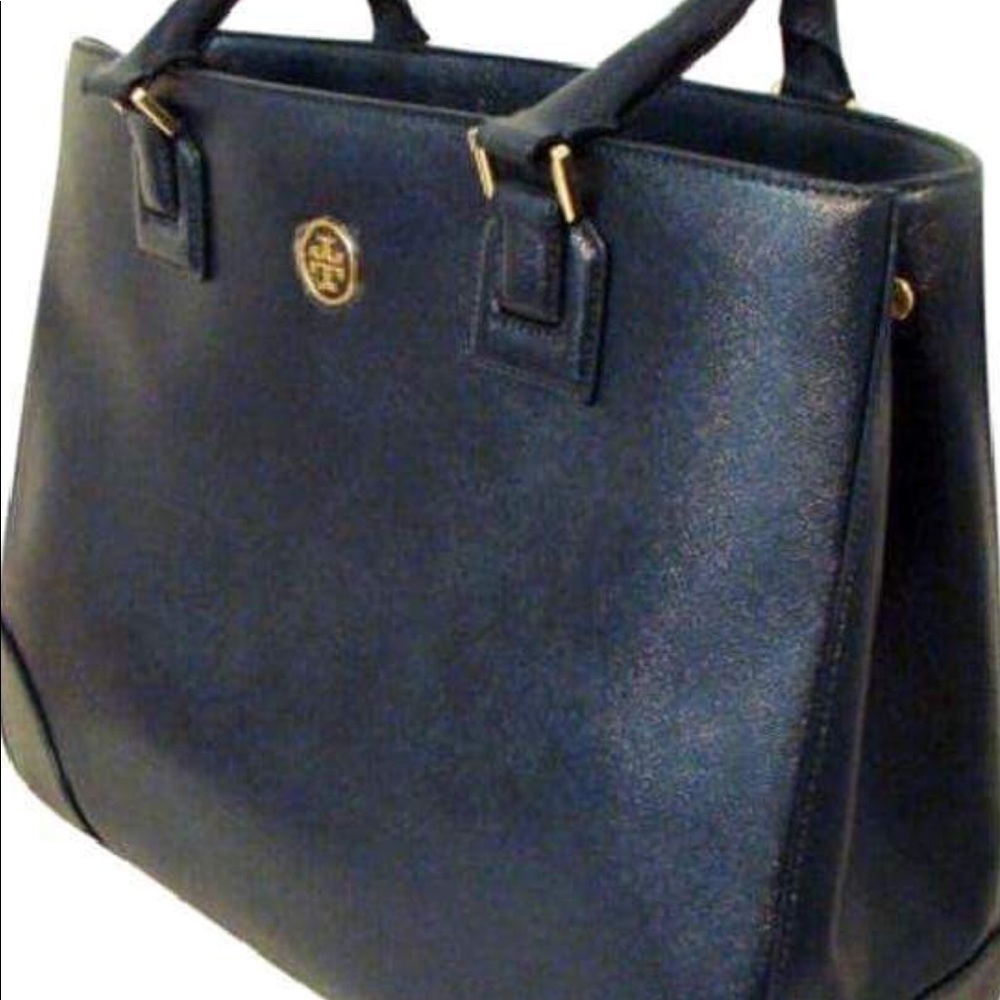 Tory Burch Navy Leather Robinson Large Purse